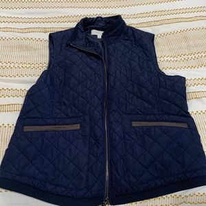 Talbots quilted navy blue zip up vest.